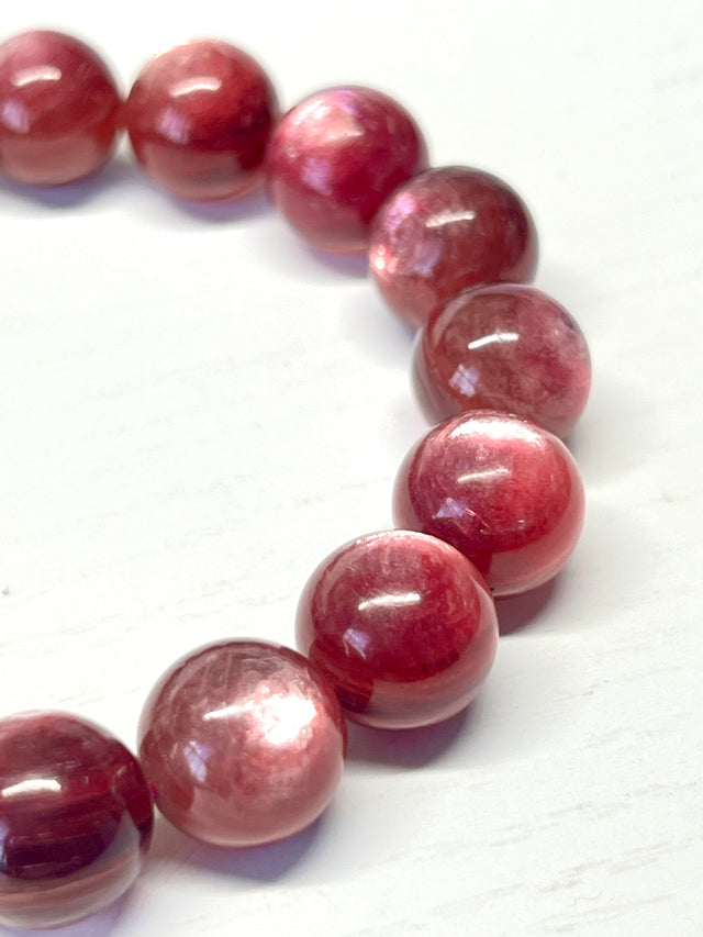 HQ Hot pink mica (lepidolite) bracelet LAST ONE! 12.4mm beads and fits wrist size 7β*