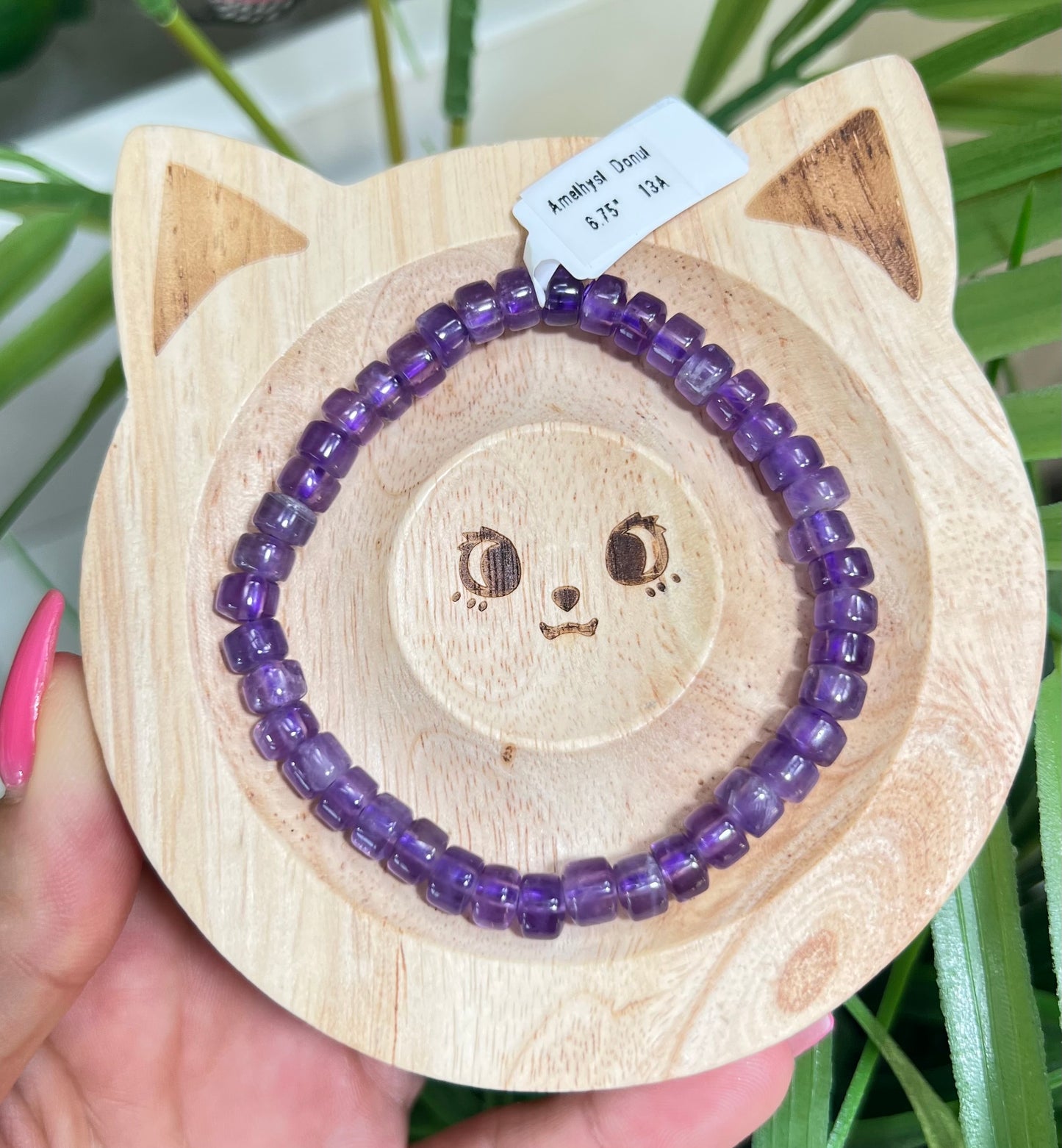 Amethyst donut beads bracelet