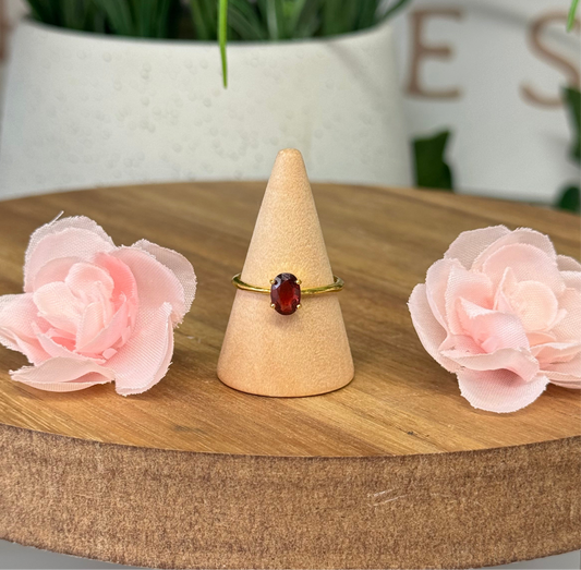 Dainty garnet ring gold plated and adjustable