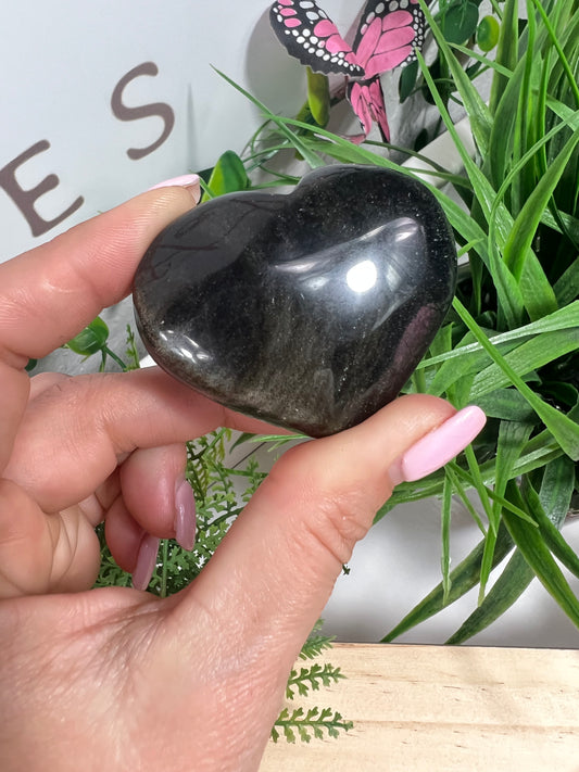 Gold sheen obsidian heart